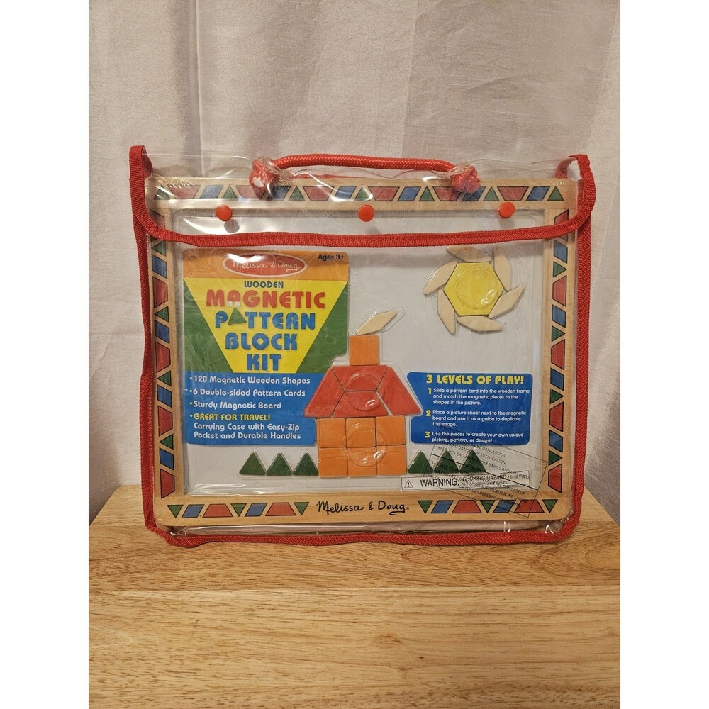 NEW Deluxe Wooden Magnetic Pattern Blocks Set - Melissa & Doug